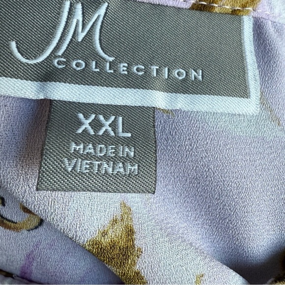 JM Collection Womens Printed Statement-Sleeve Blouse Size 2X Purple Floral - Picture 9 of 12